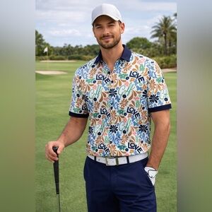 Smith & Quinn Golf Polo Shirt Large Colorful Print Performance Men’s